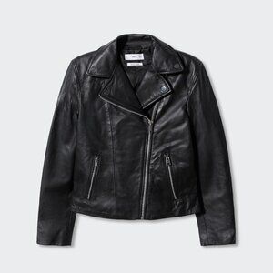 Mango Genuine Leather Biker Jacket
